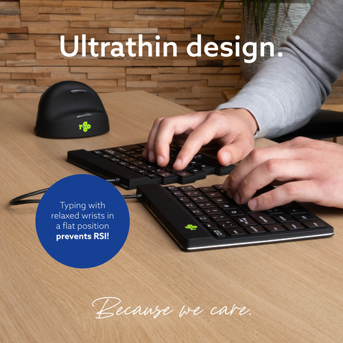 R-Go Tools Ergonomische Tastatur R-Go Split Break mit Pausensoftware, geteilte Tastatur, QWERTZ (DE), kabellos, schwarz. T