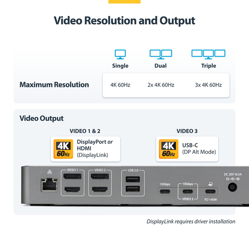 StarTech.com USB 3.2 (Gen 2) Type C Docking Station for Notebook, Workstation - Charging Capability - Space Gray - Desktop