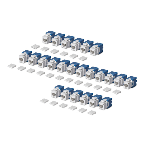 StarTech.com Jack Keystone Cat6, Lot de 24 Prises Ethernet RJ45 Keystone, Prise Murale UTP Cat6, 180 Degrés Sans Outil, Bl