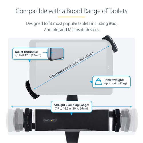 StarTech.com Adattatore VESA per Tablet 7.9 a 12.5" - Max 2kg - Modelli VESA 75x75/100x100 - Supporto Universale Antifurto