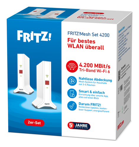 Mesh Set 4200. Produktfarbe: Rot, Weiß, Antennentyp: 2x2/4x4, Produkttyp: Netzwerk-Repeater. WLAN-Band: Dual-Band (2,4 GHz