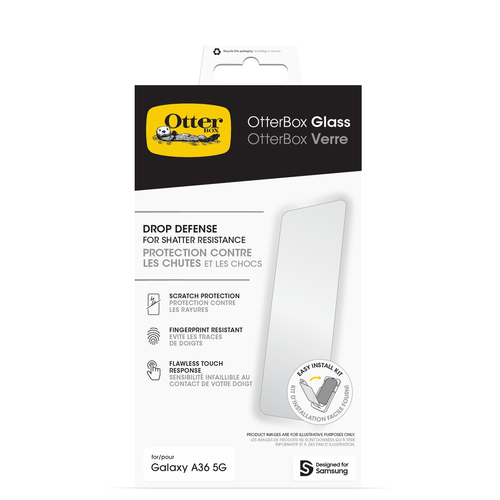 OtterBox Glass 9H Vidro Protetor de ecrã para Samsung - Claro - 1 - Para Super AMOLED Smartphone - Resistente a quedas, Re