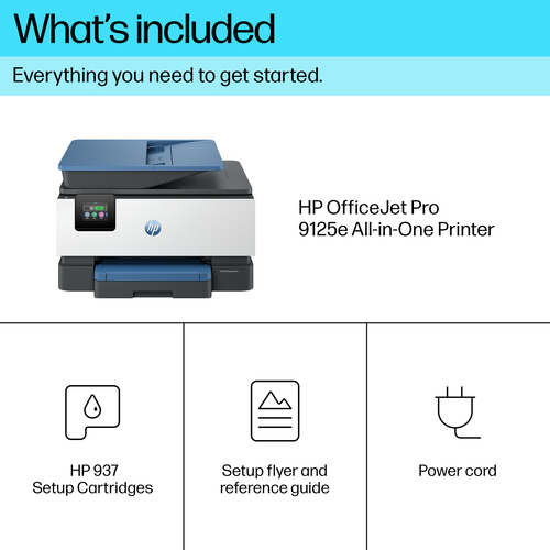 HP Officejet Pro 9125e Wired & Wireless Inkjet Multifunction Printer - Colour - Crater Lake Blue - Copier/Fax/Printer/Scan