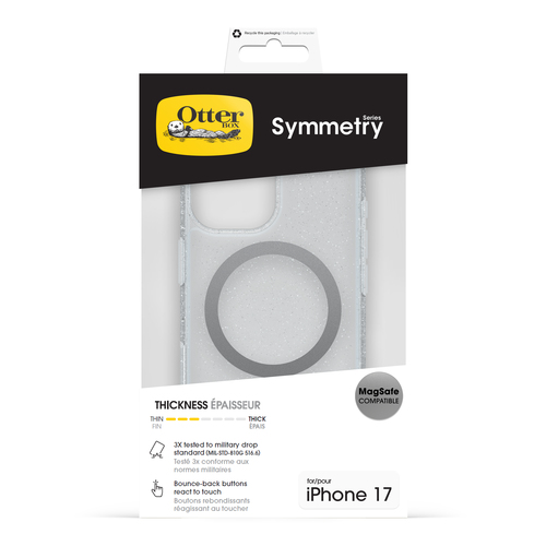 OtterBox Symmetry Clear MagSafe. Tipo de mala: Capa, Compatibilidade da marca: Apple, Compatibilidade: iPhone 17, Tamanho 