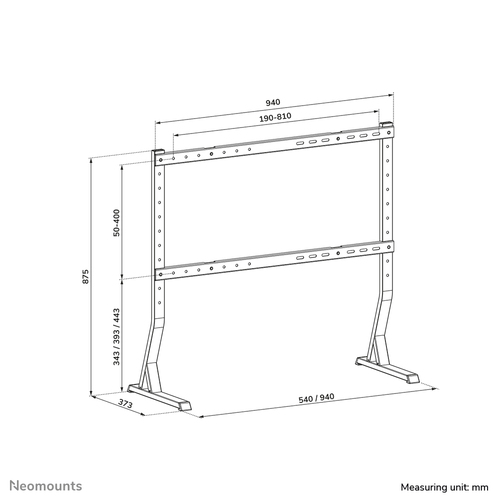 Neomounts Height Adjustable TV Stand - 45" (114.30 cm) to 90" (228.60 cm) Screen Support - 60 kg Load Capacity - 87.50 cm 