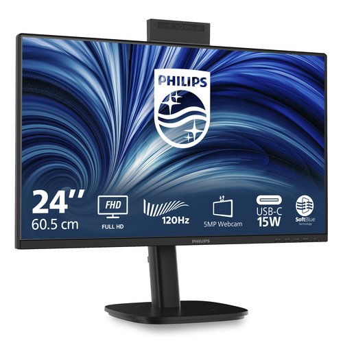 Philips 24B2N3200JH 24" Class Webcam Full HD LED Monitor - 16:9 - 60.5 cm (23.8") Viewable - In-plane Switching (IPS) Tech
