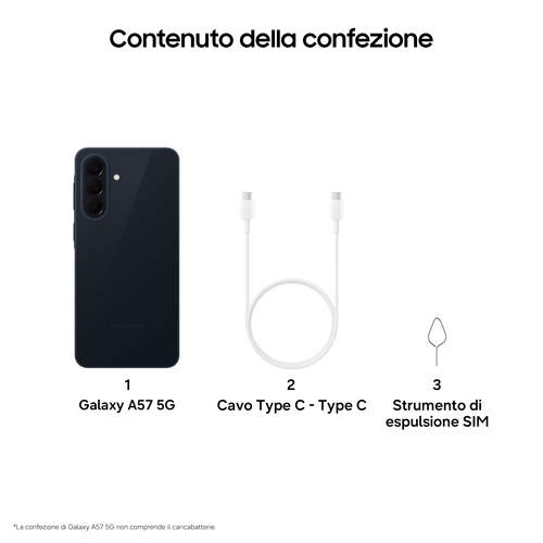 Samsung Galaxy A57 5G . Dimensioni diagonale schermo: 17 cm (6.7"), Risoluzione del display: 1080 x 2340 Pixel. Famiglia p