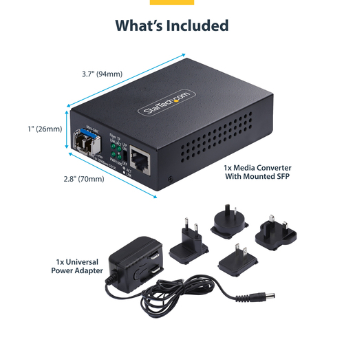 StarTech.com Transceiver/Media Converter - TAA Compliant - 2 Port(s) - 1 x Network (RJ-45) - Duplex LC Port - Twisted Pair