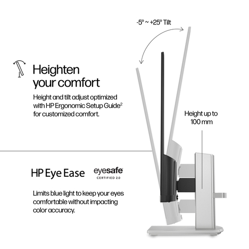 HP Series 5 23.8 inch FHD Height Adjust Monitor - 524sh. Display diagonal: 60.5 cm (23.8"), Display resolution: 1920 x 108