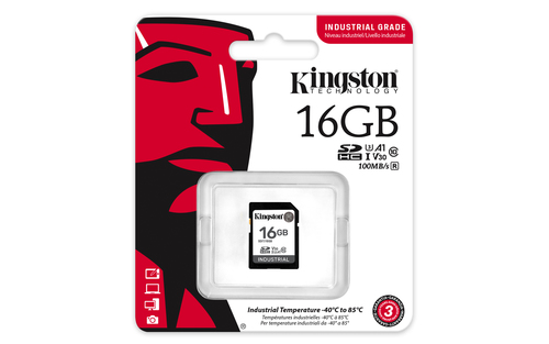 Kingston Industrial 16 GB Class 10/UHS-I (U3) V30 SDHC - 1 - 100 MB/s Read - 30 MB/s Write