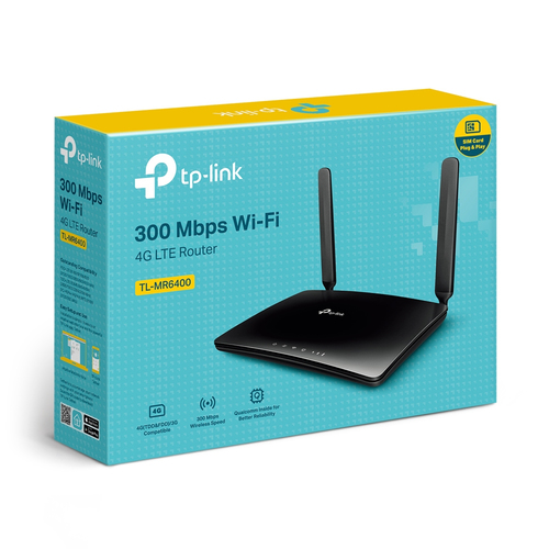 TP-Link TL-MR6400 Wi-Fi 4 IEEE 802.11n Ethernet, Mobilfunk Modem/Wireless Router - 4G - LTE 800, LTE 900, LTE 1800, LTE 21