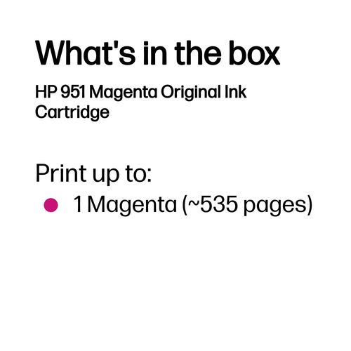 HP 951 Original Standard Yield Inkjet Ink Cartridge - Magenta - 1 Pack - 535 pages