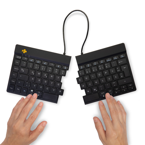 R-Go Tools Ergonomische Tastatur R-Go Split Break mit Pausensoftware, geteilte Tastatur, QWERTZ (DE), kabellos, schwarz. T