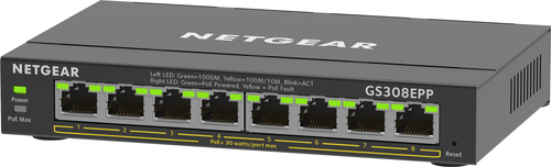 Netgear GS308EPP 8 Ports Manageable Ethernet Switch - Gigabit Ethernet - 10/100/1000Base-T - 3 Layer Supported - 124 W PoE