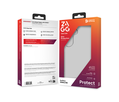 ZAGG Clear Protect Case For Galaxy S26. Case type: Cover, Brand compatibility: Samsung, Compatibility: Galaxy S26, Maximum