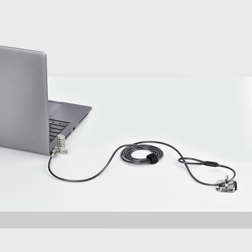 StarTech.com Antivol Universel pour Ordinateur Portable de 2m, Câble de Sécurité Sérialisé, Compatible avec Noble Wedge®/N