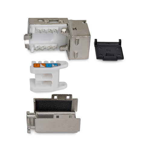 StarTech.com Jack Keystone Cat6a Blindé, Lot de 10 Prises Ethernet RJ45 Keystone, Prise Murale STP Cat6a, 90 Degrés Sans O
