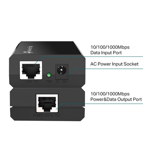 Injecteur POE TP-Link POE150S - 48 V DC Entrée - 1 x 10/100/1000Base-T Port(s) d'entrée - 1 x 10/100/1000Base-T Port(s) de