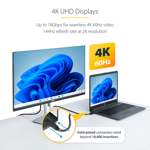 StarTech.com 30.48 cm HDMI A/V Cable - 1 - Cable for Audio/Video Device, TV, Workstation - First End: 1 x HDMI 2.0 Digital