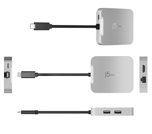 j5create Elite JCD391-N 5 Anschluss(e) USB-Typ C Docking Station für Notebook, Tastatur, Maus, Flash-Laufwerk, Tablet, Sma