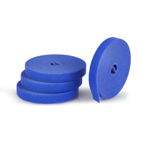 StarTech.com 4er-Pack 4,6 m Klettband-Großrollen, 12,7 mm breit, Blau, zuschneidbar, wiederverwendbare Kabelbinder, Klettv