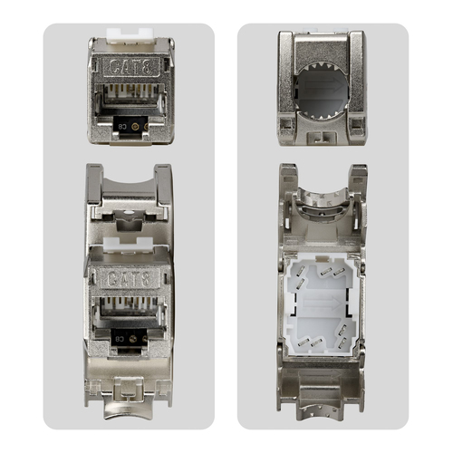 StarTech.com Jack Keystone Cat8, Lot de 6 Prises Ethernet RJ45 Keystone, Prise Murale STP Cat8, 180 Degrés Sans Outil - Bl
