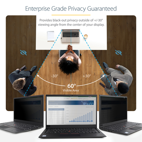 StarTech.com 14in Laptop Privacy Screen For 16:9 Displays, Anti-Glare Privacy Filter with 51% Blue Light Reduction, Matte/