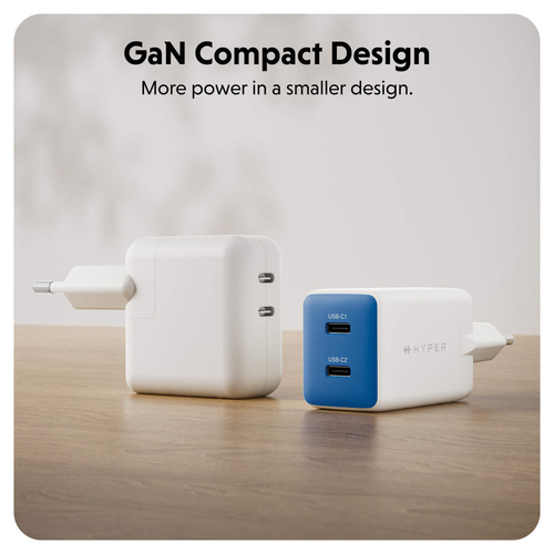 Hyper HyperJuice 45 W AC Adapter - Universal Adapter - For iPhone, iPad Air - Blue