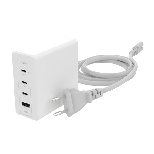 mophie Accessories-Wall Adapter-USB-C-PD-HUB-120W-GAN-White-EU(3xUSBC + 1xUSBA). Charger type: Indoor, Power source type: 