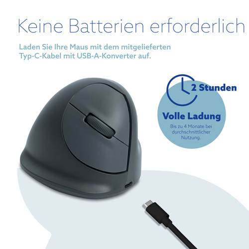 R-Go Tools Vertikale Maus R-Go HE Basic, Ergonomische maus, medium (Handlänge 165-185mm), Rechtshänder. Formfaktor: rechts