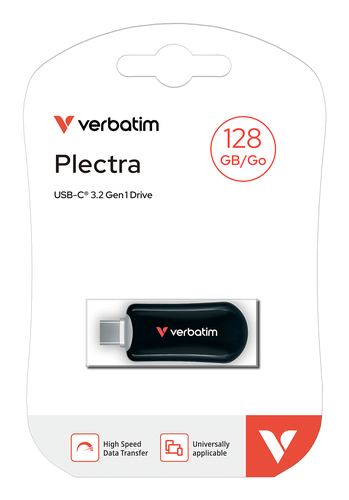 Pen Drive Verbatim Plectra - 128 GB - USB 3.2 (Gen 1) Tipo C - Nero