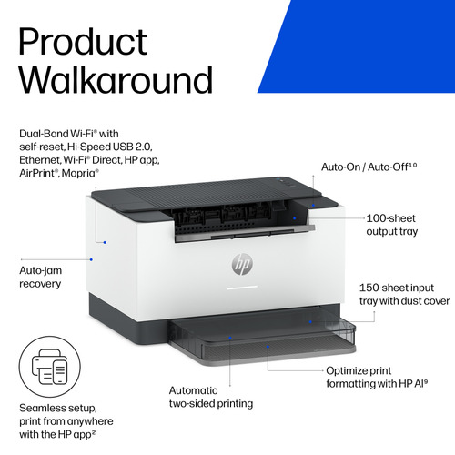 HP LaserJet M223dw Black and white Printer. Print technology: Laser. Number of print cartridges: 1, Maximum duty cycle: 20