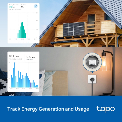 TP-Link Tapo S110E. Product type: Switching actuator, Product colour: White, Virtual assistant: Amazon Alexa / Google Home