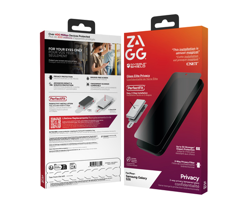 InvisibleShield Glass Elite Privacy For Galaxy S26. Brand compatibility: Samsung, Compatibility: Galaxy S26, Protection fe