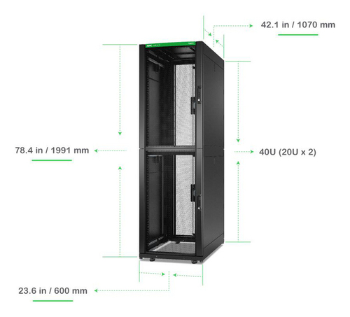 APC by Schneider Electric NetShelter SX 42U Gabinete fechado Gabinete de rack para Servidor, Centro de dados - 482,60 mm R