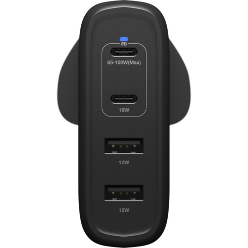 OtterBox 100 W Adaptador de CA - Adaptador universal - 2 USB Type-C - para Smartphone, PC Tablet, Notebook - Reino Unido -