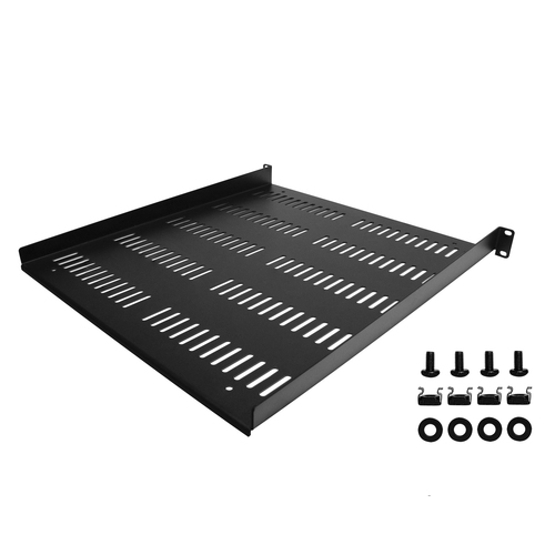 Étagère Rack 19 pouces 1U - Plateau Rackable Universel Ventilé - Étagère Cantilever Baie de Brassage 19" - Max 25kg - 50cm