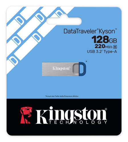 Kingston DataTraveler Kyson 128 GB USB 3.2 (Gen 1) Type A Flash Drive - 220 MB/s Read Speed