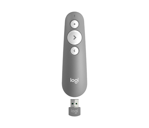 Logitech R500 Presentation Pointer - Bluetooth/Radio Frequency - USB - Mid Gray - Wireless - 20 m - 2.40 GHz - 1 x AAA Bat