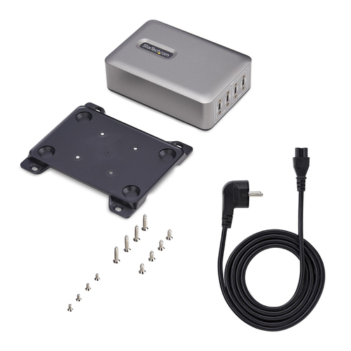 StarTech.com 4-Port Multi-Device USB-C Charger, 240W Total, Single Port 140W EPR, Screw Locking Ports, Ideal for Boardroom