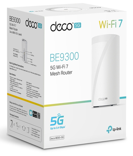 TP-Link DECO BE65-5G Wi-Fi 7 IEEE 802.11 a/b/g/n/ac/ax/be Ethernet, Mobilfunk Modem/Wireless Router - 5GTriband - 2,40 GHz