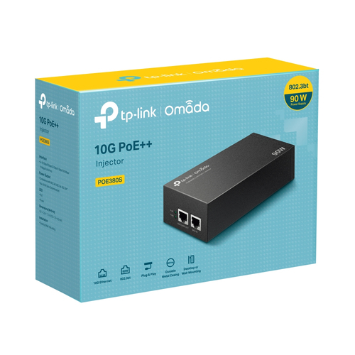 Omada POE380S PoE++-Injektor - 120 V AC, 230 V AC Eingang - 1 x RJ-45 Eingangsport(s) - 1 x RJ-45 Ausgangsport(s) - 90 W