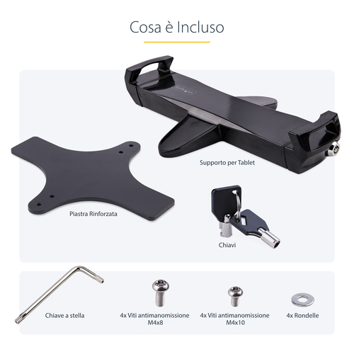 StarTech.com Adattatore VESA per Tablet 7.9 a 12.5" - Max 2kg - Modelli VESA 75x75/100x100 - Supporto Universale Antifurto