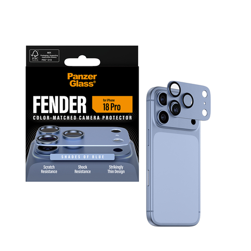 PanzerGlass Fender Camera Lens Protector - Blue - Glass, Aluminium
