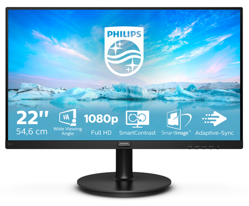 Monitor LCD Philips 221V8 558,8 mm (22") Class Full HD - 16:9 - Nero tessuto - 54,6 cm (21,5") Viewable - Vertical Alignme