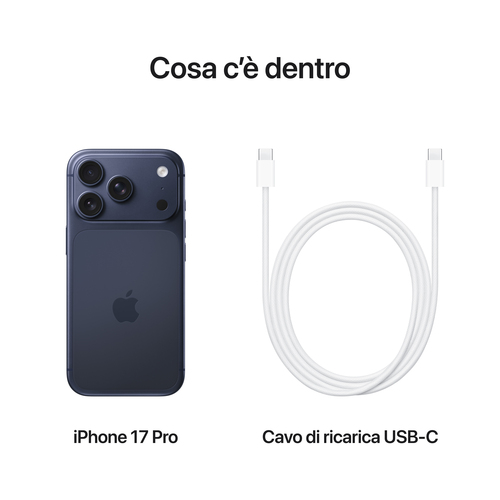 Apple iPhone 17 Pro 256GB Blu Profondo. Dimensioni diagonale schermo: 16 cm (6.3"), Risoluzione del display: 2622 x 1206 P
