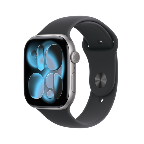 Apple Watch Series 11 GPS 46mm Space Grey Aluminium Case with Black Sport Band - M/L. Display technology: OLED, Display re
