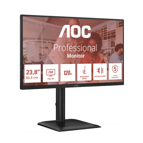 AOC 24E4U. Display diagonal: 60.5 cm (23.8"), Display resolution: 1920 x 1080 pixels, HD type: Full HD, Display technology