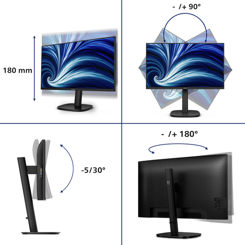 Philips 24B2U3301D 24" Class WUXGA Monitor LED - 16:10 - Preto - 61 cm (24") Viewable - Tecnologia IPS (In-plane switching