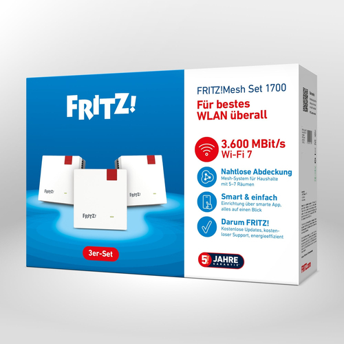 FRITZ! Dualband Wi-Fi 7 IEEE 802.11 a/b/g/n/ac/ax/be 3,52 Gbit/s Drahtloser Range-Extender - Ja - 2,40 GHz, 5 GHz - 1 x Ne